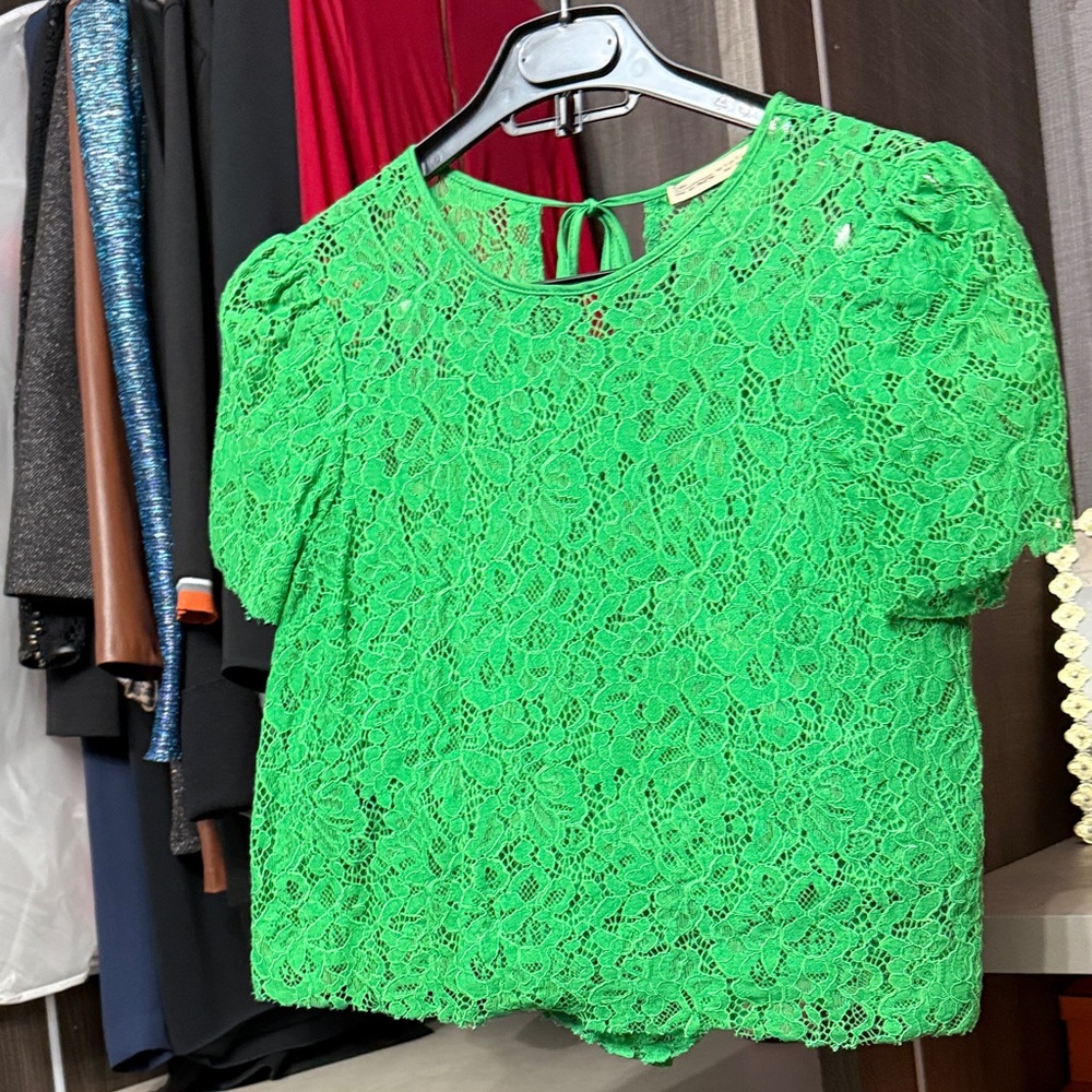 Zara Bright Green Lace Top and Shorts set